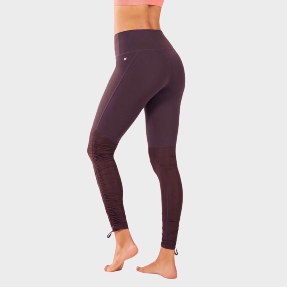 Fabletics Cashel Foldover PureLuxe Leggings Size Medium Ruching Plum Activewear